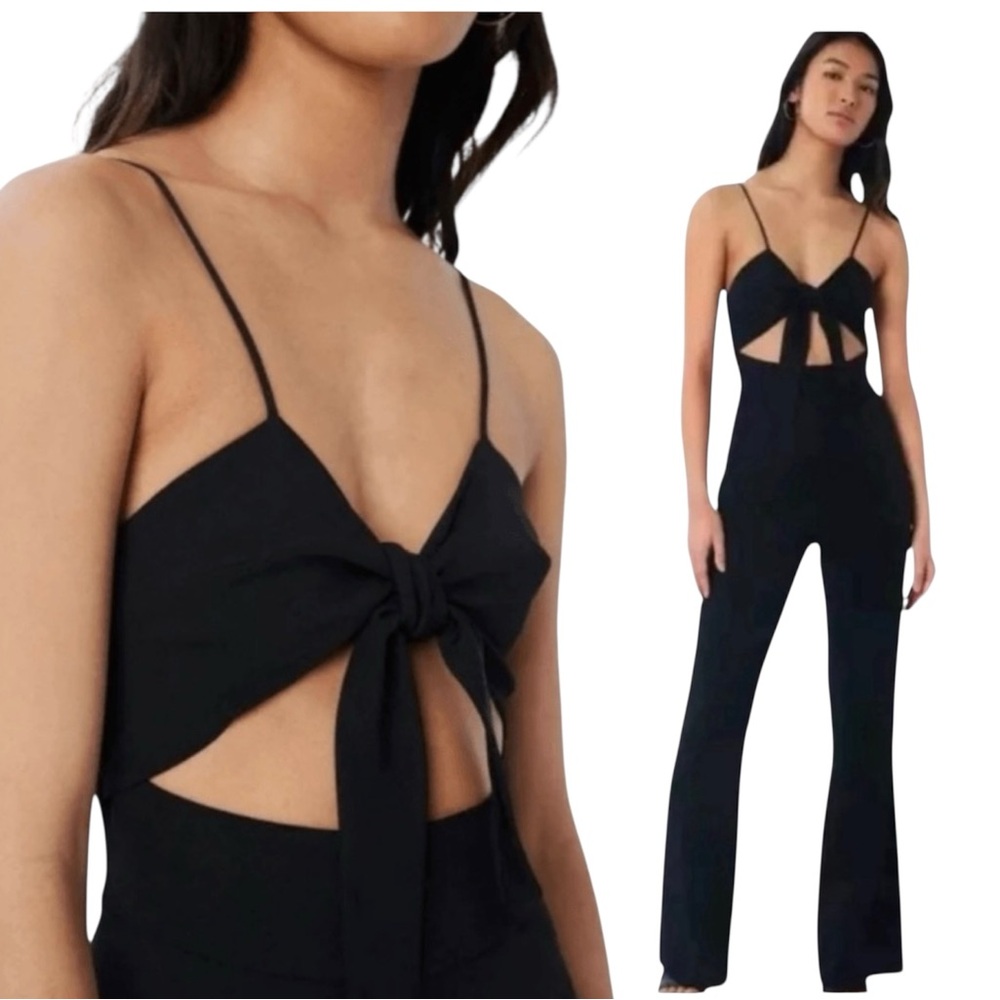 Lita by Ciara Tie Front Jumpsuit in Black Size XL